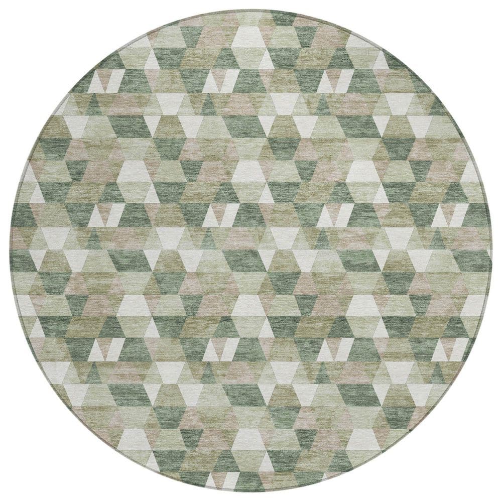 Chantille Machine Washable Indoor/Outdoor Abstract ACN2694 Basil 8 ft. x 8 ft. Round Rug price history on PriceWatchPro
