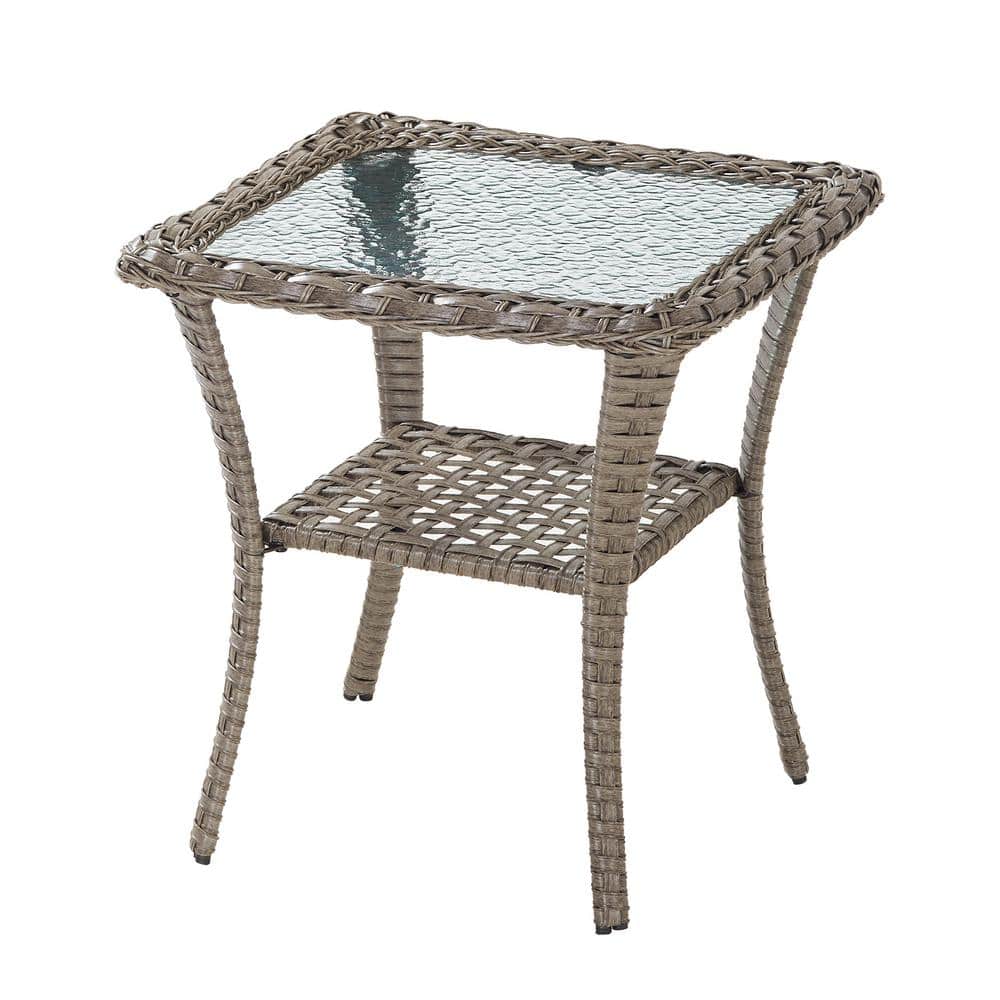 Flat Armrest Series Gray Square Wicker Outdoor Glass Side Table price history on PriceWatchPro