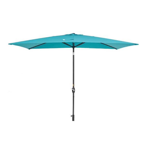 Unbranded 10 ft.x 7 ft. Rectangle Solution-Dyed Fabric Aluminum Market Patio Umbrella in Light Blue