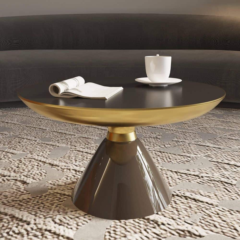 Leisuremod 29.53 in. Smoke Round Glass Tabletop Coffee Table