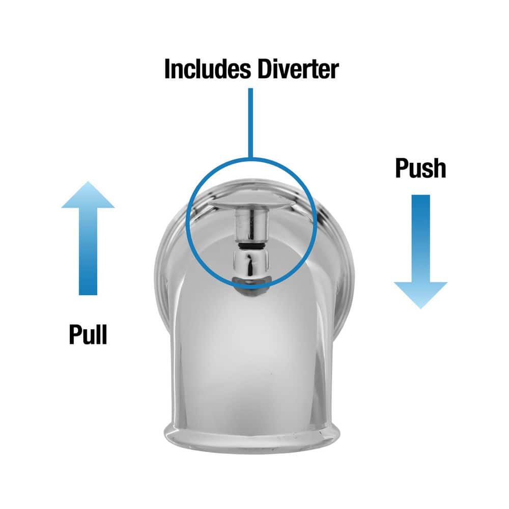Chrome 6 Inch Tub Spout with Pull Up Diverter