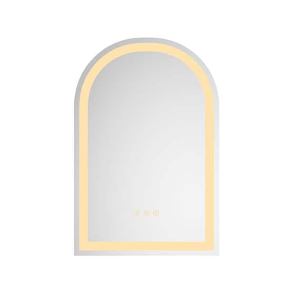 White 20 in. W x 30 in. H LED Rectangle Metal Framed Wall Mirror