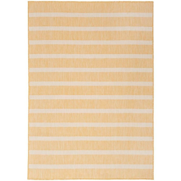 Nourison Positano Yellow Ivory 5 ft. x 7 ft. Stripes Contemporary Area Rug