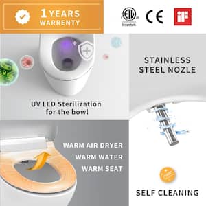 STYLEMENT Electric Bidet Seat for Elongated Toilet in White with Remote Control and UV-A LED Sterilization