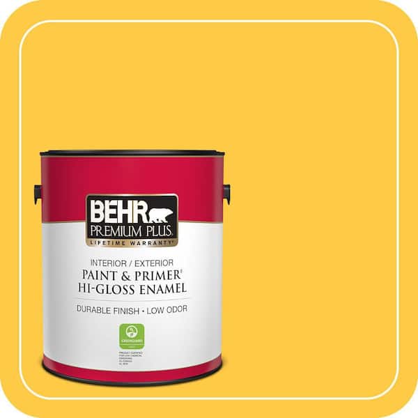 BEHR PREMIUM PLUS 1 gal. #P290-6 English Daisy Hi-Gloss Enamel Interior/Exterior Paint & Primer