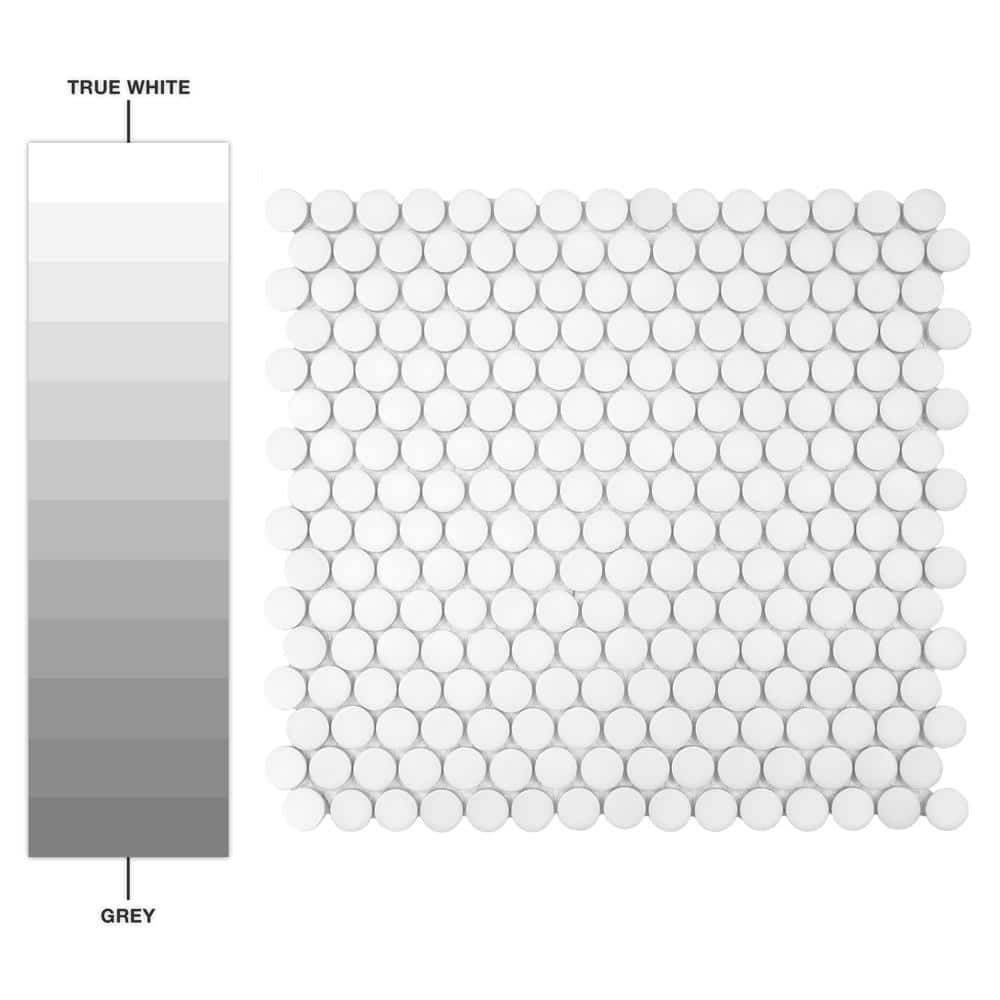 Hudson Penny Round Matte White Porcelain Mosaic Tile 12x12
