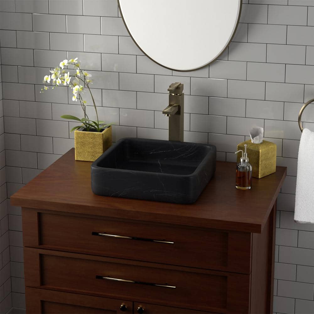 Maxton Square Black Marble Above-Counter Vessel Sink