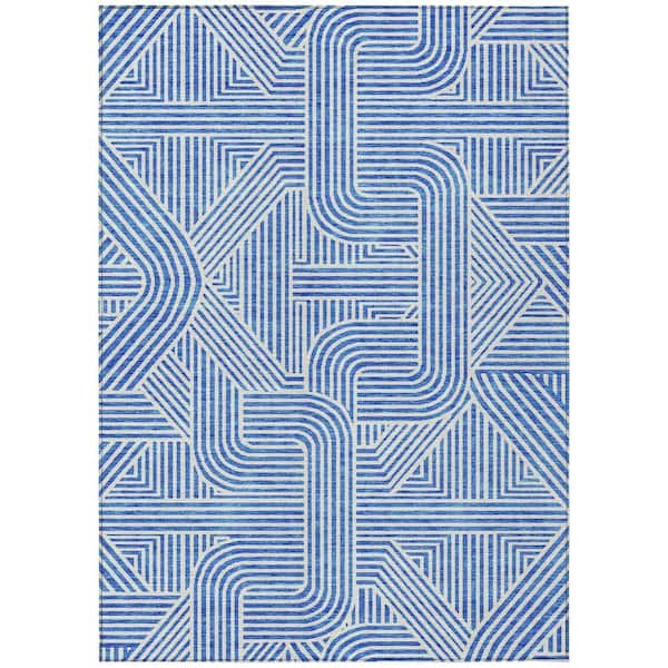 Chantille Machine Washable Indoor/Outdoor Abstract ACN917 Blue 2 ft. 6 in. x 3 ft. 10 in. Area Rug