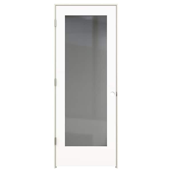 JELD-WEN 30 in. x 80 in. Tria Modern White Right-Hand Mirrored Glass Molded Composite Single Prehung Interior Door