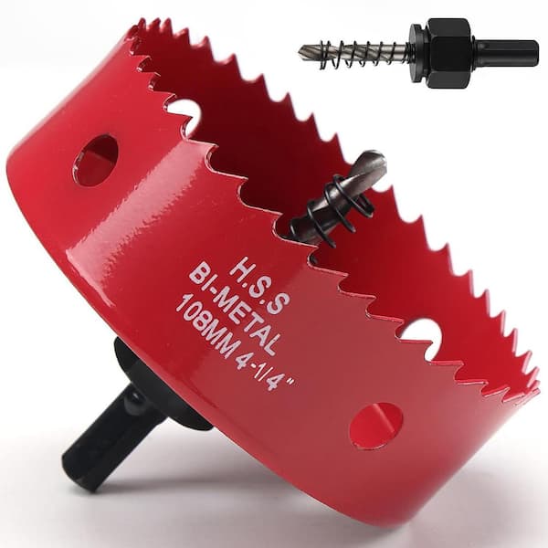 4 in. Heavy Duty Bi-Metal HSS Hole Saw Blade with Arbor and Rake Teeth ...