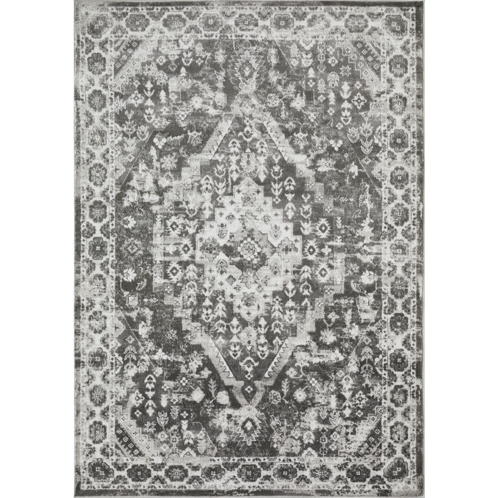 LOOMAKNOTI Rhane Adleigh Gray 2 ft. x 3 ft. Oriental Polypropylene Area ...