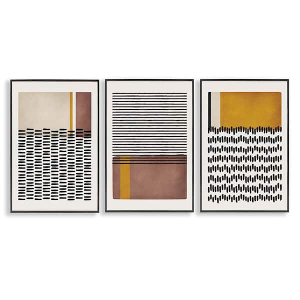 Stupell Industries Natural Lines Pattern Abstract by JJ Design House, LLC. 3 Pieces Black Framed Abstract Giclee Art Print 18 in. x 12 in.