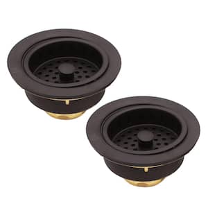 3-1/2 in. Post Style Kitchen Sink Basket Strainer in Oil Rubbed Bronze (2-Pack)