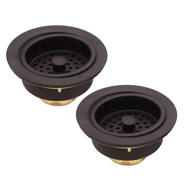 Westbrass 3-1/2 in. Post Style Kitchen Sink Basket Strainer in Oil Rubbed Bronze (2-Pack)