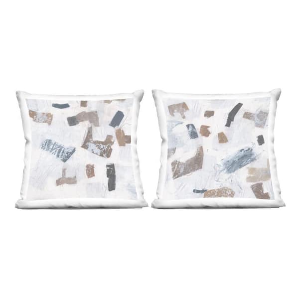 Stupell Industries Scattered Neutral Shapes Brown Abstract Polyester 18 in. X 18in. Throw Pillow, Set of 2