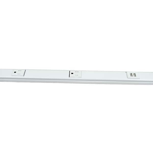 Wiremold Plugmold 3 ft. 5-Outlet/2-USB Hardwire Power Strip with Tamper Resistant Receptacles, White