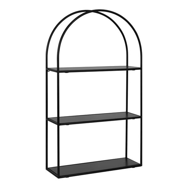 Kate and Laurel Monroe 6.00 in. D 18.00 in. W 30.75 in. H Black Metal Floating Decorative Wall Shelf