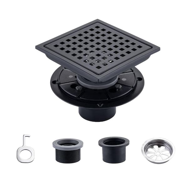 GIVING TREE 6 in. x 6 in. Stainless Steel Square Shower Drain with Mesh in  Matte Black HDBT-ZG0126 - The Home Depot