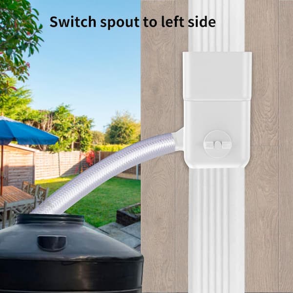 3 in. x 4 in. and 2 in. x 3 in. Downspout Rainwater Diverter Rain Collection Accessory with Adjustable Valve, 4 ft. Hose