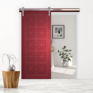 42 in. x 84 in. Lucy in the Sky Carmine Wood Sliding Barn Door with Hardware Kit in Stainless Steel