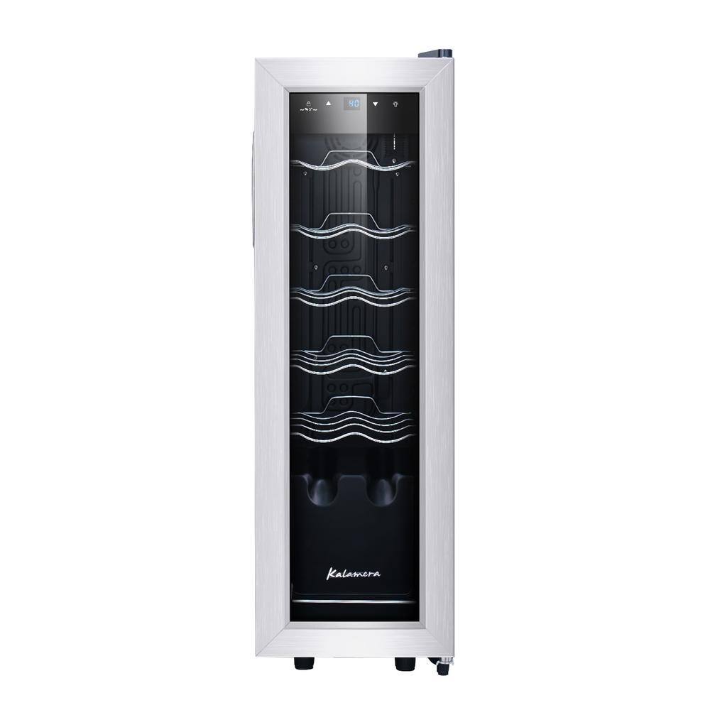 Kalamera 12-Bottle Black Stainless Steel Freestanding Wine Cooler