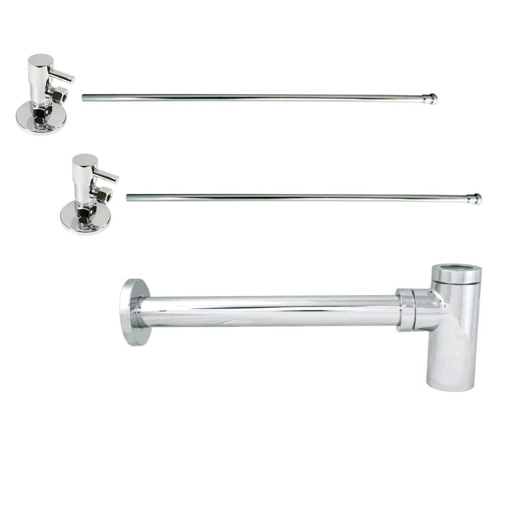 Westbrass 1-1/4 in. x 1-1/4 in. Brass Round Trap Lavatory Supply Kit Polished Nickel