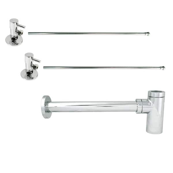Westbrass 1-1/4 in. x 1-1/4 in. Brass Round Trap Lavatory Supply Kit Polished Nickel