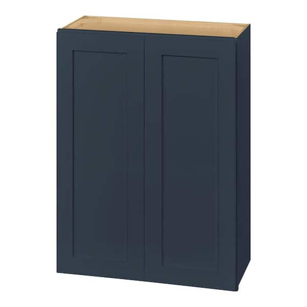 Avondale 27 in. W x 12 in. D x 36 in. H Ready to Assemble Plywood Shaker Wall Kitchen Cabinet in Ink Blue