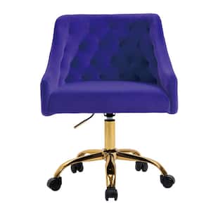 Purple Modern Button Tufted Velvet Seat Swivel Office Chair