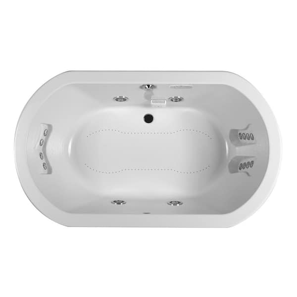 JACUZZI ANZA 72 in. x 42 in. Oval Combination Bathtub with Center Drain in White