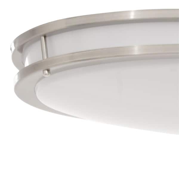 Hampton Bay 2 Light Brushed Nickel Fluorescent Ceiling Oval Flushmount Dc032p The Home Depot Hampton Bay 2 Light Brushed Nickel, Home Depot Kitchen Fluorescent Light Fixtures