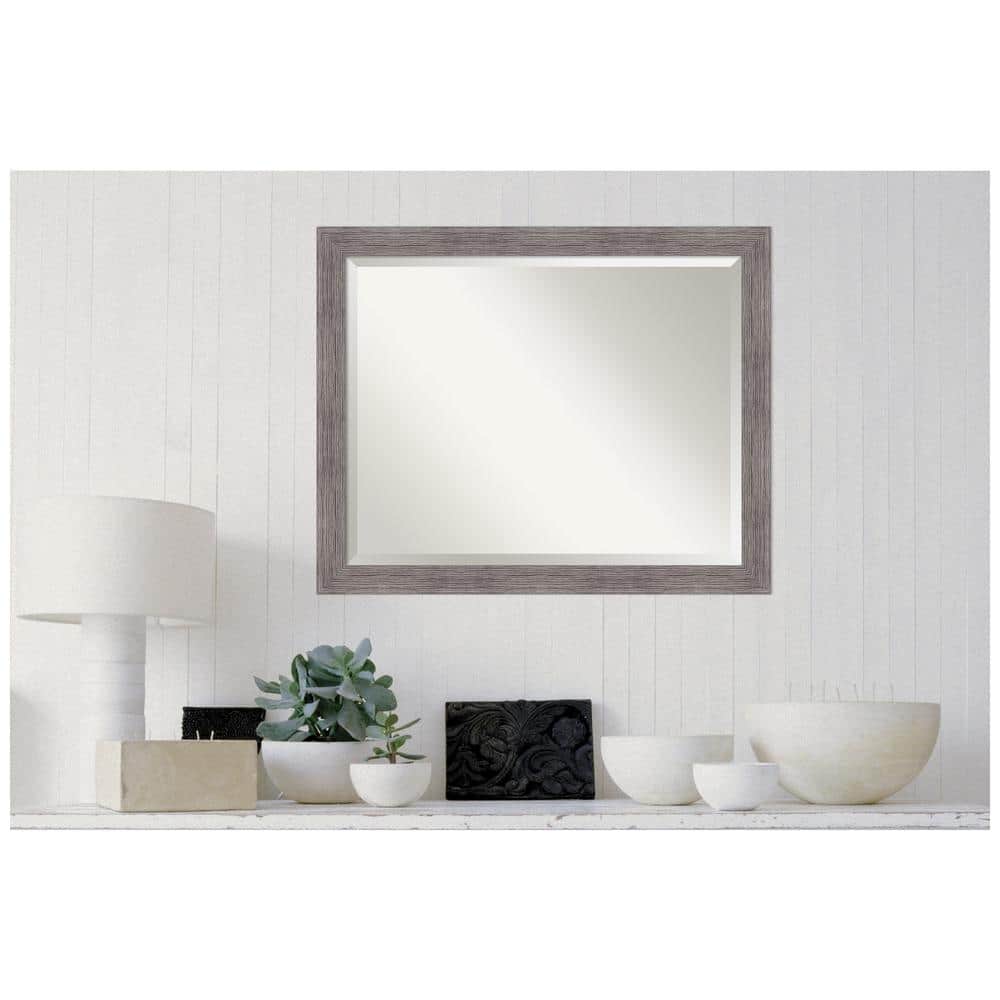 Pinstripe Plank Gray Sleek Rectangular Vanity Wall Mirror