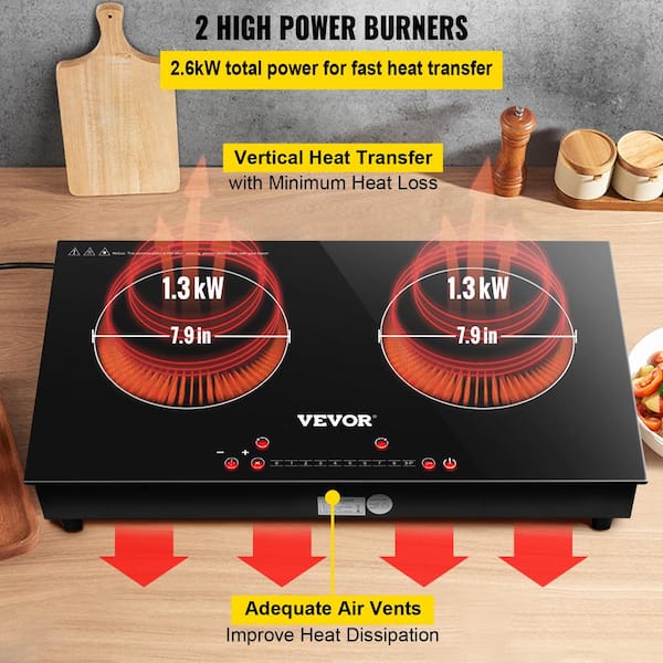 VEVOR Built in Electric Stove Top 12 in. 2 Burners Glass Radiant