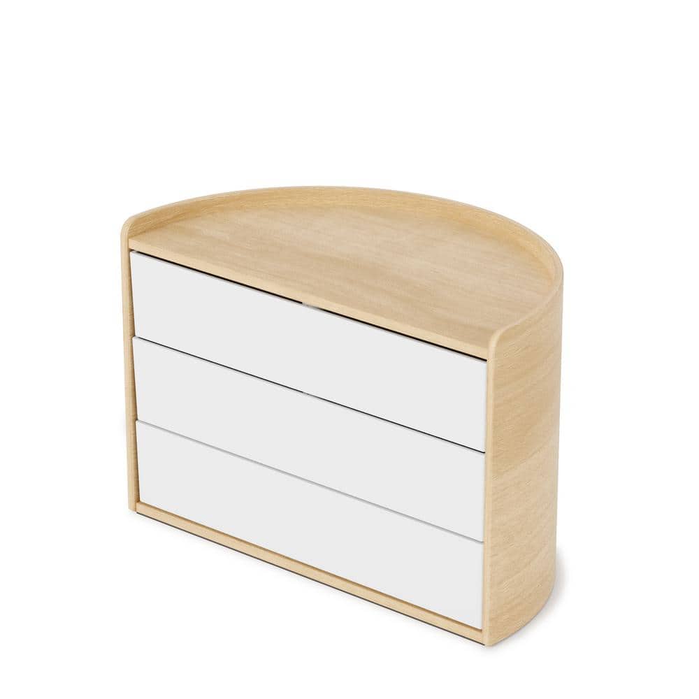 Moona Poplar Wood Collapsible Kids' Jewelry Box in White/Natural