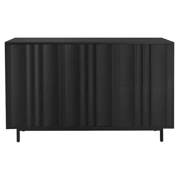 47.2 in. W x 15.7 in. D x 29.5 in. H Black Linen Cabinet with 2-Doors and 2-Drawers for Bathroom