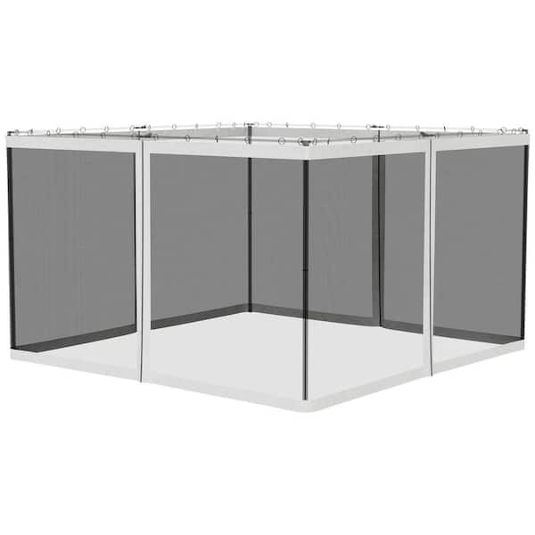 10 ft. x 10 ft. Universal Replacement Gazebo Mesh Sidewall Netting with Zippers (Sidewall Only), White