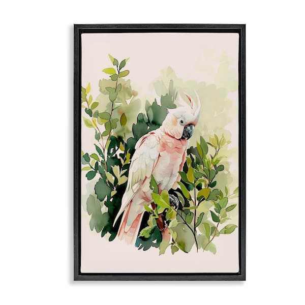 Stupell Industries Tropical Parrot Cockatoo by LSR Design Studio Black Floater Frame Animal Graphic Art Print 31 in. x 21 in.