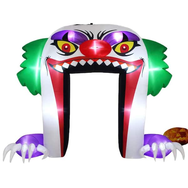 10 ft. H 13.5 ft. W Giant Clown Halloween Inflatable, Scary Halloween Arch Blow Up Yard Decorations for Front Yard Lawn