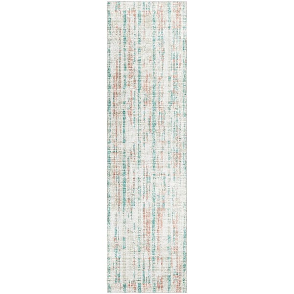 Addison Rugs Rylee Ivory 2 ft. 3 in. x 7 ft. 6 in. Geometric Indoor/Outdoor Area Rug