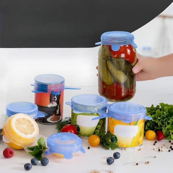 Small Silicone Stretch Lids with Keep Food Fresh for Storing Leftovers, Meal Prep and Keeping Produce Fresh (6-Pack)