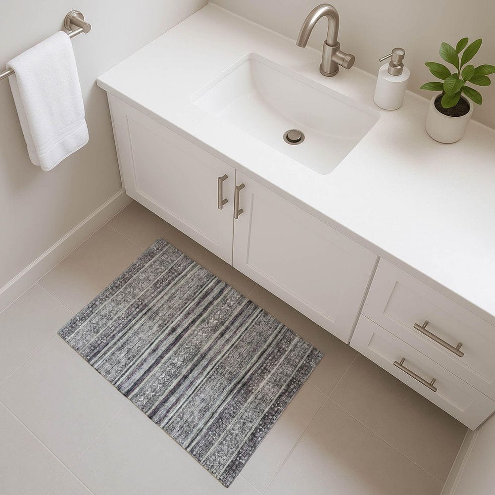 Mayfield Premium Machine Washable Abstract AMF1644 Gray 2 ft. x 3 ft. Area Rug price history on PriceWatchPro