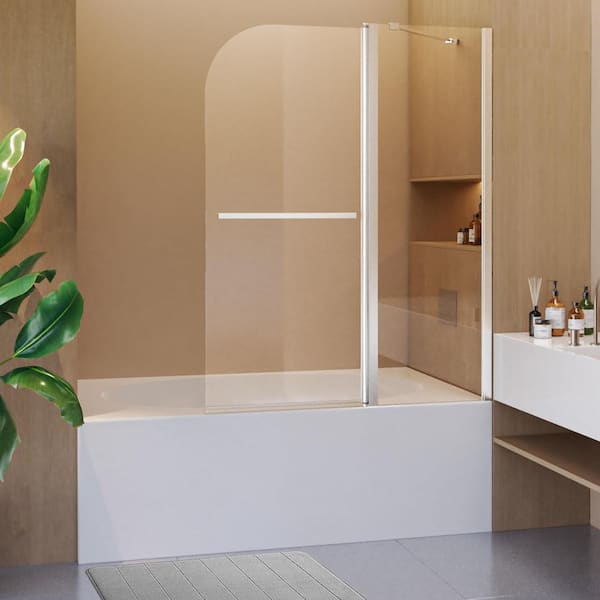 Nivencai 43 in. W x 58 in. H Pivot Tub Door in Chrome with Clear Glass, Frameless Folding Shower Doors