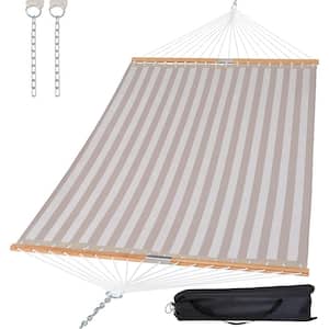 14 ft. Quick Dry Hammock Double Size with Spreader Bar, 2 Person HammockHammock (Sing-light Gray Stripes)