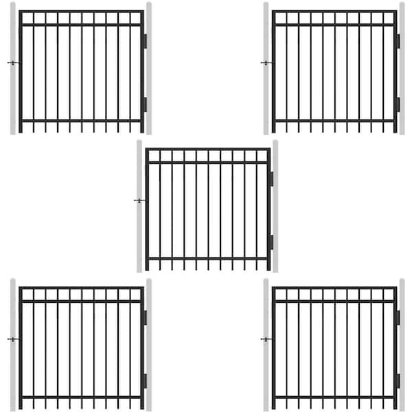 Fencer Wire 4 ft. x 4 ft. Flat Top Anti-Rust Metal Fence Gate, Decorative Garden Gate (Pack of 5)