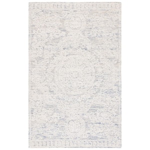 Abstract Ivory/Blue 4 ft. x 6 ft. Modern Aztec Medallion Area Rug