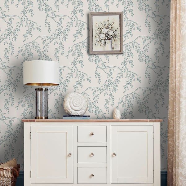 Laura Ashley Rainham Willow Newport Blue Wallpaper