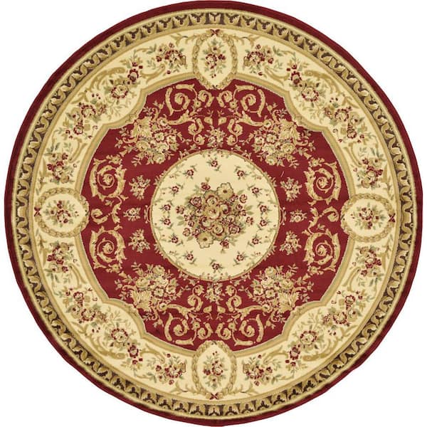 Unique Loom Versailles Phillipe Red 8' 0 x 8' 0 Round Rug 3123603 - The ...