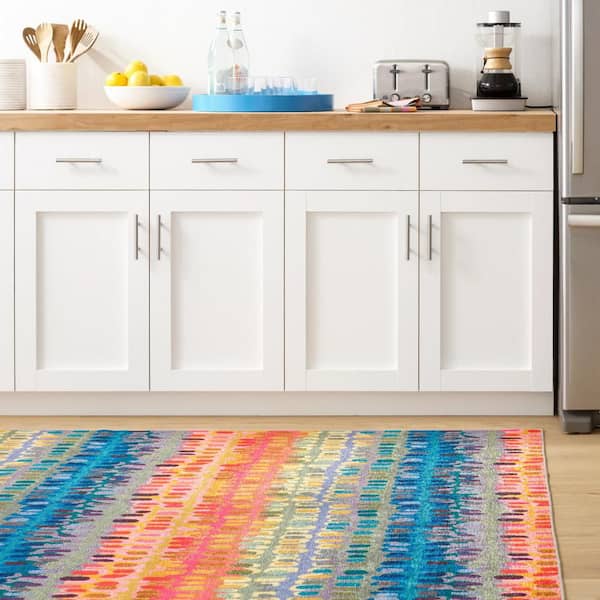 Paint Chip Machine Washable Multi 5 ft. x 8 ft. Indoor Area Rug