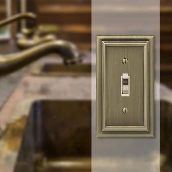 Continental 1 Gang Toggle Metal Wall Plate - Brushed Brass