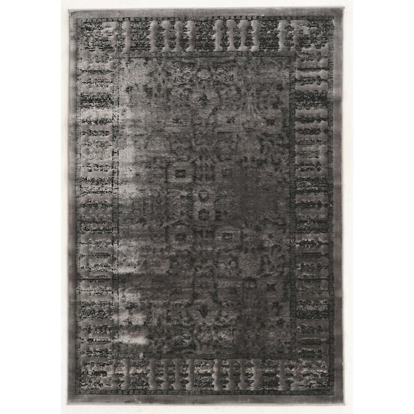 Linon Home Decor Atomic Isphahan Grey and Black 8 ft. x 11 ft. Area rug